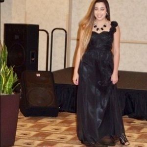 👑Black Chiffon Evening Gown - Medium (Clearance)